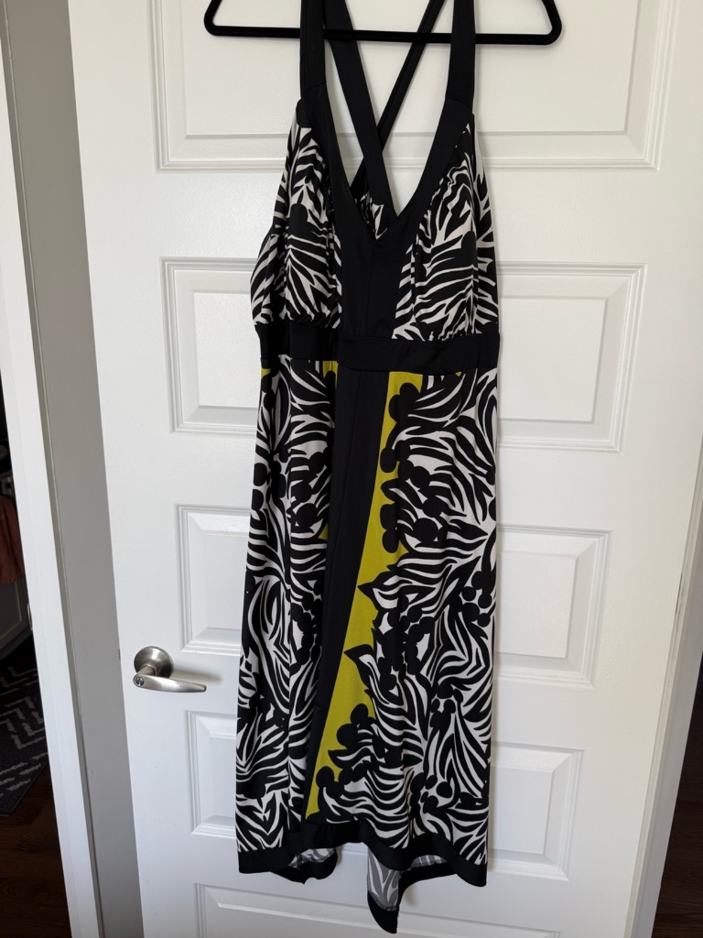 INC International Concepts Black White and Yellow Midi Dress